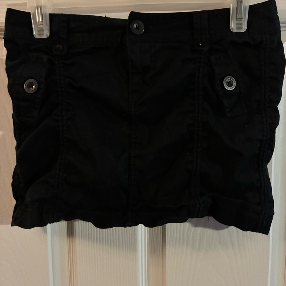 Miley Cyrus & Max Azria Black Jean Mini Skirt with Buttons and Style Pockets S/M